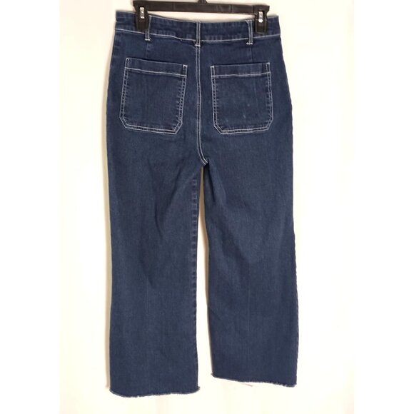 Avec Les Filles Wide Leg Jeans Dark Wash Stretch Denim Cropped Size 29 - Picture 4 of 7
